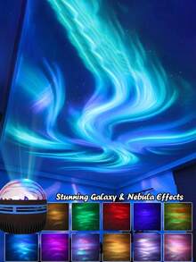 1 Piece  Northern Lights Star Projector With Remote Control LED Night Light, USB-Powered Galaxy Planet Projector With 7 Lighting Effects, Suitable For Camping, Wedding Decorations, Party Events, Home Décor, And Mother's Day Gifts - 極光 - 查看 4