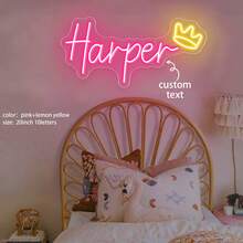 定制霓虹灯招牌房间装饰，LED霓虹灯姓名招牌，USB供电，个性化霓虹灯姓名招牌装饰，适用于节日、婚礼、霓虹灯墙面装饰。尺寸：5英寸-26英寸。 - 12種顏色 - 查看 5