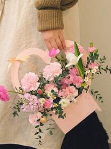 Hộp hoa hình trái tim có tay cầm - Hộp quà tặng bó hoa gấp gọn trang nhã, thích hợp làm quà tặng cầu hôn, đám cưới, kỷ niệm ngày cưới, Ngày của Mẹ, Ngày Valentine và trang trí tiệc đính hôn. - Nhiều màu - Xem 10