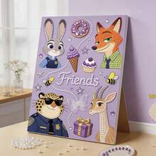 Disney 迪士尼疯狂动物城2珍珠画套装，卡通人物尼克和朱迪，5D钻石画DIY手工全珍珠刺绣珍珠艺术品，珍珠艺术画套装，工艺品，手工家居装饰礼品，客厅厨房卧室墙面艺术，送给她的礼物，生日礼物，室内装饰，节日礼物