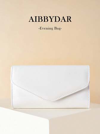 AIBBYDAR 女士晚宴包，纯白色，PU皮革材质，适合搭配晚礼服，可作便携式化妆包、斜挎包、钱包、信封包使用，配有可拆卸金属链，适用于舞会、婚礼、派对、节日聚会、嘉年华、圣诞节、万圣节等场合。