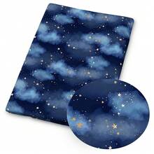 1 pieza de tela acolchada azul - Tamaño: 59 X 19.68 pulgadas (150 X 50 cm), con patrones de noches estrelladas, olas, lunas, osos polares y ballenas, adecuada para manualidades DIY, patchwork, fabricación de carteras y creación de telas. - azul real - Ver 2