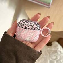 Minimalist Pink Zebra & Leopard Print Earphone Case With Hanging Ring, Cute Protective Cover For AirPods Pro 2, Suitable For AirPods Pro, 3/4, 1/2, Fashionable For Girls - Multicolor - View 9