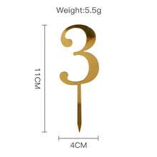 新款0-9岁生日快乐蛋糕顶层金色亚克力婚礼蛋糕顶层儿童生日派对节日蛋糕用品性别揭晓派对用品 - 彩色 - 查看 13