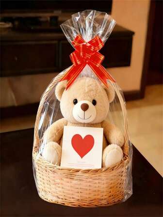 10/20 piezas Cestas de regalo del Día de San Valentín, con bolsas de papel de vidrio y lazos, cesta de plástico roja, adecuada para decoración de bodas, Día de la Madre, fiesta de Pascua, empaque exquisito