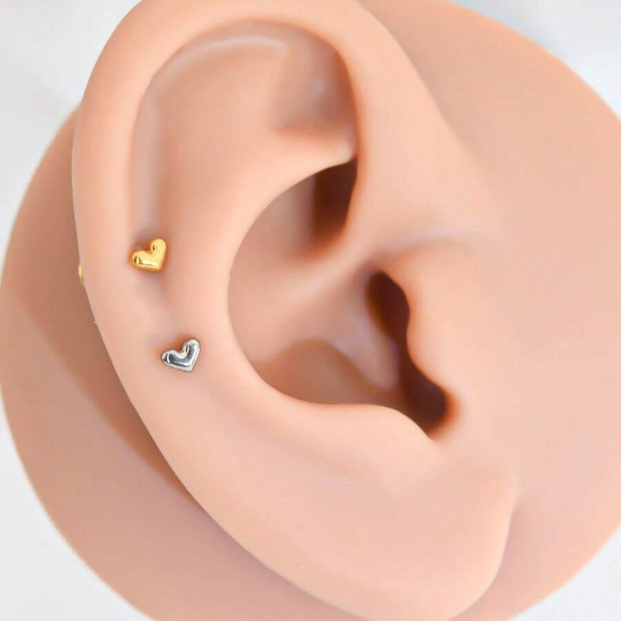 1件 ASTM F136 钛合金 16G 内螺纹迷你心形 M0.9 内螺纹 CZ 耳环 耳骨耳屏耳廓耳垂穿孔唇钉唇环饰品