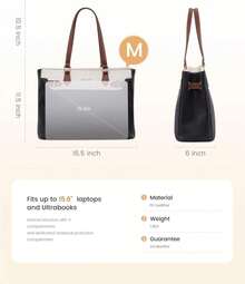 LOVEVOOK Laptop Tote Bag For Women Work, Teacher Tote Bag With Large Cup Holder, 156 Inch Waterproof Leather Computer Bag - ColorE - View 4