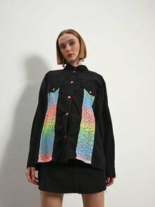 Mesh Printed Shirt-MADE IN TURKEY - Black - View 5