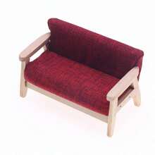 1pc Miniature Wooden Doll House Furniture Sofa, Micro Sofa, Furniture Sofa Model, BJD Micro Family Living Room Scene Double Armchair Sofa, Micro Scene Decor Sofa, Mini Sofa - Multicolor - View 11