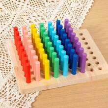 Wooden Colorful Socket Montessori Sensory Integration Teaching Tool Color Cognitive Splicing Sensory Integration Insertion Stick Puzzle Early Education Toy Wooden Children's Early Education Home Kindergarten Puzzle Toy Insertion Stick Montessori Sensory Building Blocks Insertion Stick Color Classification Teaching Tool Children's Montessori Early Education Rainbow Stick Sensory Training Teaching Tool Exercise Hands Fine Color Cognitive Wooden Toys Strong And Durable Holiday Gifts - Multicolor - View 7