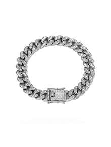 Curved Diamond-Studded Pet Dog Collar With Safety Clasp, Artificial Diamond Cuban Link Dog Necklace - Multicolor - View 32