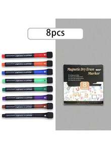 Bộ 12/8 bút xóa bảng khô có nắp tẩy, đầu bút mảnh, ít mùi, thích hợp cho giáo viên, gia đình, văn phòng và bảng trắng trường học. - Nhiều màu - Xem 10