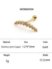 1 Pc Diamond CZ Nine-Pearl Stone Crown Ear Bone Earrings Piercing Jewelry PIsuitable For Daily Wear