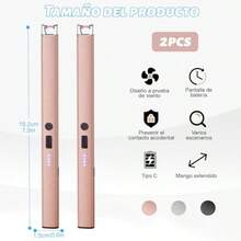mhj2PCS Encendedor Electrónico Encendedor Eléctrico Recargable Sin Llama Encendedor Plasma  y Portátil Encendedor Arco Eléctricos para Encender Velas Gas Barbacoa Fuegos Artificiales Oro Rosasleeping Bags - Ororosa - Ver 5
