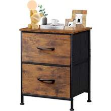 silla de oficinaBuros para recamara Burós Mesa de Noche con 2 cajones Organizador de Tela para vestidor para Dormitorio Armario Pasillo guardería Mesa Auxiliar Mueble Lateral Marrón - Marrn - Ver 1