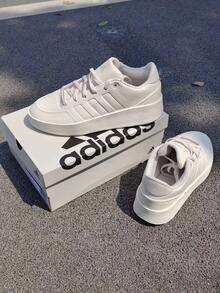 Adidas Mullaly Low男女同款休閒厚底輕便板鞋 - 米色 - 查看 1