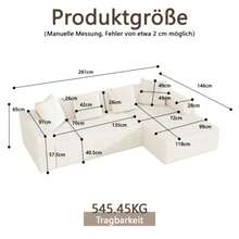 Completely Adjustable Sofas, Cloud Combinations Sofas With L-Liegestühlen, Modern Modular Sofas With Sitzplätzen, Gepolstertes Sofas For Wohnzimmer And Schlafzimmer - White - View 2