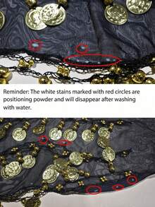 一件手工制作的多色人像金属布腰裙，装饰性肚皮舞裙，略带做旧效果，锚形图案，适合舞台表演。波西米亚风、复古风、派对、夜生活、海滩装扮、节日服装及配饰 - 彩色 - 查看 3