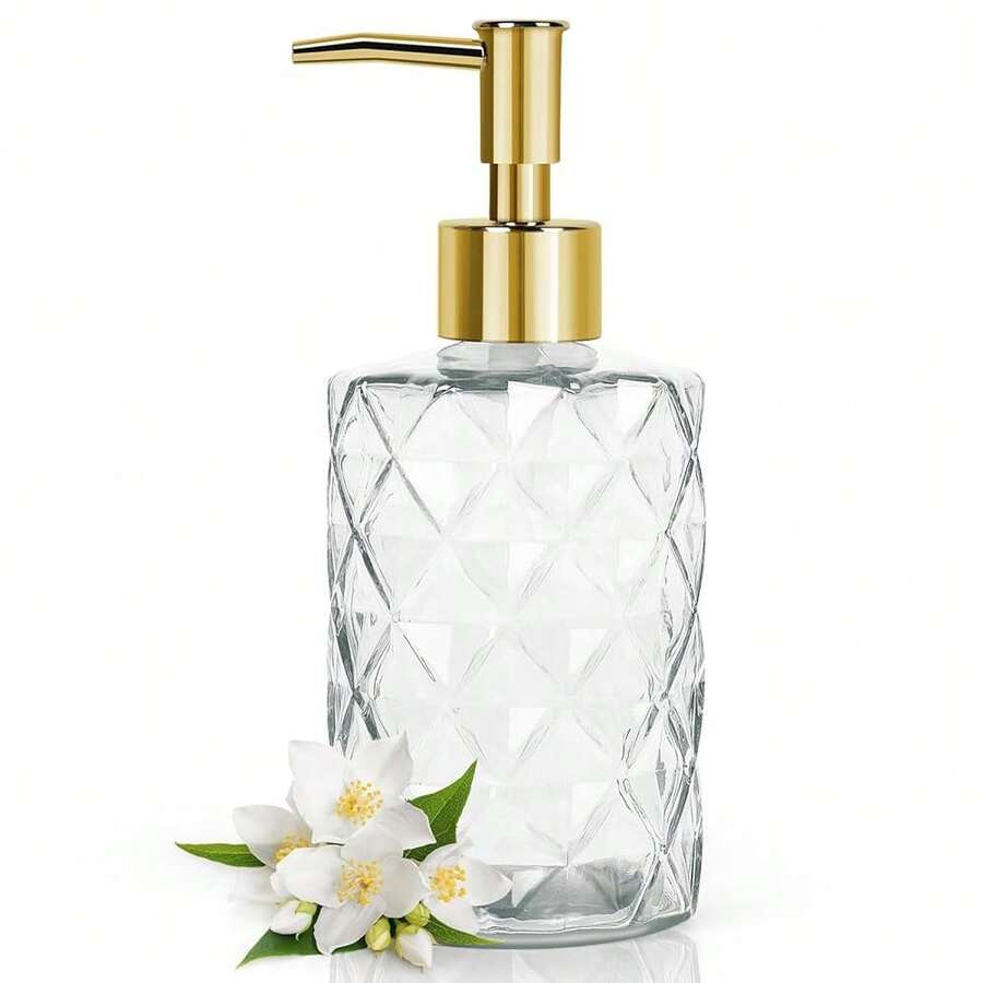 Topsky Glass Soap Dispenser With Plastic Pump,330ml Liquid Hand Soap Dispenser, Rustproof Pump For Kitchen & Bathroom,Great For Lotions,Essential Oil,Liquid Soaps Clear - Bening seperti berlian - View 1