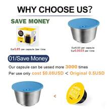 1 pieza Cápsula de café reutilizable de acero inoxidable, apta para máquinas de café (no aplicable para ), incluye cuchara y cepillo, accesorio para máquina de café - Plateado - Ver 5