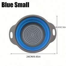 1pc/2pcs/3pcs Foldable Drain Basket Set, Minimalist Multi-Functional Washing Fruit Vegetable Pasta Drainer Kitchen Tool, Space-Saving Dish Vegetable Draining Rack, Essential For Back To School - Blue - View 16