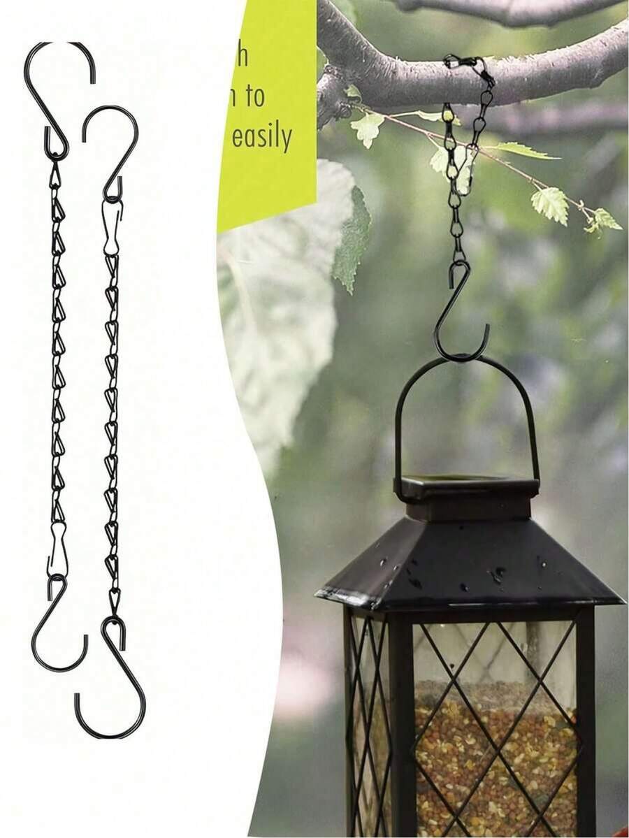 4pcs Metal Hanging Hooks With S-Shaped Hooks, Multi-Purpose Hooks Suitable For Plants, Bird Feeders, Lanterns, Wind Chimes, Signs And Indoor/Outdoor Decor - Multicolor - View 1
