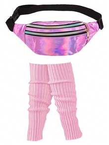 Forever & Moment 80年代女士瑜伽运动服饰配件两件套，包括腰包和腿套 - 适合80年代复古派对、健身锻炼、户外活动、跑步装备、日常穿着及礼品 - 彩色 - 查看 19
