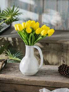 20 Stück künstliche gelbe Tulpenblumen, geeignet als Muttertagsgeschenk, Hochzeitsdekoration, Heimdesign, Schlafzimmer, Wohnzimmer, Geburtstagsfeier, Valentinstag Dekoration - Gelb - Übersicht 5