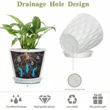 Inch Plant Pots 5 Pack, Flower Planters With Drainage Holes And Trays, Plastic Pots Indoor Outdoor Plants, White - 白色 + 5英寸 - 查看 4