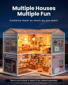 Robotime Rolife Super Creators DIY Plastic Mini House Building Kit - 3D Puzzle With LED Lights, Compatible With Mini Figures, Multiple Themes To Choose From, Suitable For Teenagers And Adults, Interior Decoration, Ideal Christmas Or Birthday Gift(Happy Meals Kitchen) - 08-Happy Meals Kitchen - 查看 8