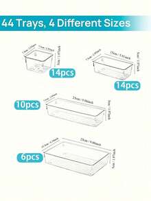 25/44pcs Clear Plastic Drawer Organizer Set, Desk Drawer Divider Organizers, Storage Bins For Makeup, Jewelry And Sundries, Home Accessories, Makeup Organizer - 無色 - 查看 14
