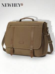 NEWHEY Messenger Bag Men 15.6 Inch Laptop Bag Vintage Canvas Briefcase Retro Work Computer Bag Large Shoulder Bag Water Resistant Cross-Body Satchel Bag For Business Office College Travel Laptop Case - Multicolor - View 11