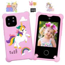 适合3-10岁儿童的玩具手机，男女皆宜，圣诞节和生日礼物，2.8英寸触摸屏早教玩具手机，配备双摄像头、游戏和音乐播放器。 - 彩色 - 查看 2