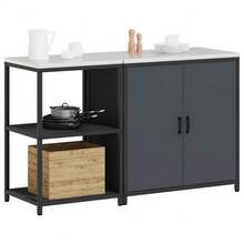vidaXL Ensemble de rangement cuisine avec étagère 2 pcs Anthracite - Gris - Voir 3