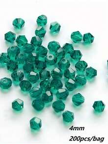 200 hạt cườm thủy tinh màu sâm panh nhiều màu sắc, kích thước 4mm, sản xuất năm 2025 - hình nón đôi, hạt cườm có mặt cắt, thích hợp để làm đồ trang sức DIY. - bicon - Xem 27