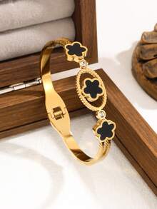 1件/2件/3件装不锈钢手链，四季主题，个性化设计，心形锆石手链，珠宝配饰，礼品，金饰，女士手链配饰，女士不锈钢手链，西式珠宝，四叶草手链，钛钢材质，不易褪色，不锈钢饰品，金手链，爱心手链，转移手链 - 手鐲1 - 查看 13