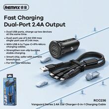 REMAX Pioneer Series 2.4A Car Charger, Dual USB Multi-Functional Car Cigarette Lighter, RCC 236 - Black - View 2