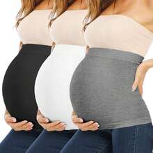 Bandas para Vientre y Extensores de Camiseta sin Costuras para Maternidad, Ropa Moldeadora de Embarazo para Mujeres con Vientre en Crecimiento, Color Gris, Negro y Blanco, Paquete de 3,37644346 - Lila Púrpura - Ver 1