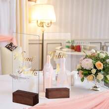 6/10/12 Pcs Wooden Table Card Holders - Wooden Acrylic Sign Holders Desk Decor - Photo Display Racks, Center Pieces, Table Numbers, Suitable For Shops, Cafes, Holiday Decorations, Wedding Parties And More
