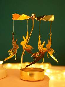 1 pieza Soporte giratorio de vela de cera caliente dorado, molino de viento decorativo giratorio, regalo creativo para Halloween y Navidad, set de soporte de vela giratorio, adecuado para bodas románticas, fiestas de Navidad, decoración de mesa de comedor en el hogar, regalos festivos, Ramadán, Eid islámico, eventos de Ramadán - Multicolor - Ver 15