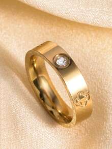 4pcs Stainless Steel Clover Bangle & Ring Set, Gold-Tone With Shiny Rhinestones, Suitable For Women's Daily, Party, Outdoor, Dating, Music Festival, Great Gift For Girlfriend, Mom, Sister, Wife - 4-piece Four-leaf Clover Set - View 8