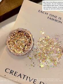 4 piezas Juego de Glitter para Arte de Uñas, Glitter Hexagonal Grueso de Colores Negro Blanco Dorado Plateado, Polvo de Perla para Uñas, Lentejuelas Gruesas de Glitter, Suministros para Arte de Uñas, Decoración DIY para el Día de San Valentín y Fiestas - Multicolor - Ver 3