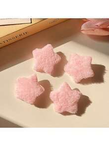 5个粉色毛绒星星发夹，爪夹，发卡，发饰，头饰，情人节饰品，女士发饰 - 粉色 - 查看 3