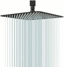 40 x 40 cm Regenduschkopf – Quadratischer Regenduschkopf mit hohem Durchfluss – Wasserfall für den ganzen Körper – Universelle Decken- oder Wandmontage - Schwarz - Übersicht 7