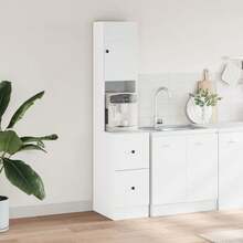 vidaXL Armadio da cucina bianco 35x50x180 cm in legno ingegnerizzato - Bianco - Visualizzare 3