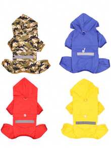 1pc Blue Pet Raincoat, Lightweight Polyester Reflective Stripe Full Coverage 4-Leg Dog Suit, Waterproof Pet Rainwear, Suitable For Small And Medium Poodle All Year Round - Multicolor - View 5