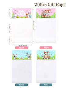 50个复活节兔子塑料礼品袋，复活节快乐透明玻璃纸糖果袋，兔子和复活节彩蛋图案糖果袋，带装饰性封口，适用于复活节派对用品、礼品包装袋、复活节家居装饰、复活节礼品包装用品、复活节彩蛋寻宝派对用品、复活节礼物、复活节派对小礼物 - 彩色 - 查看 11