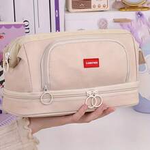 New Fashionable Double-Layer Protective Pencil Case, Multi-Functional Large Capacity Pencil Box, Durable And Spacious, Suitable For Both Men And Women. This Large Capacity Stationery Bag Has Multiple Compartments, Making It An Ideal Choice For Students Going Back To School, As Well As For Organizing Office Supplies, Study Items, And Cosmetics - A Perfect Gift For Teenagers, Men, And Women.