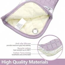 Silicone Printing Oven Mitts Heat Resistant To 500 Degree,Yarm-Dyed Oven Gloves With Animal Design Non-Slip For Kitchen CooFKing Barbecue BaFKing And Machine Washable. (Purple Oven Mitts),PurpleOvenMitts - 紫色隔熱手套 - 查看 4