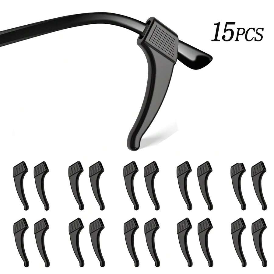 5~15pcs Glasses Ear Clips, Soft And Comfortable Anti Slip Glasses Ear Clips, Comfortable Silicone Elastic Glasses Covers, Suitable For Glasses And Sports Glasses - màu đen - Xem 1